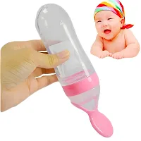 BaBee Silicone Squeeze Bottle Spoon Baby Feeding Cereal, Rice, Supplement with Dispensing Feeder, Food Dispensing Spoon, Infant Newborn Toddler Food Supplement Set- 90ml Pink-thumb3