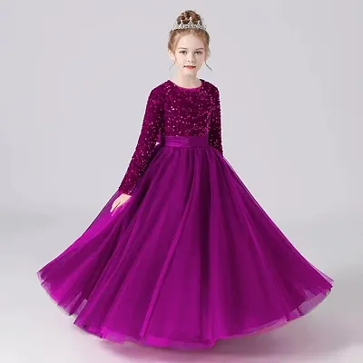 Girls Party Wear Sequin Work Long Dress