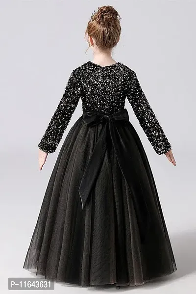 Black Sequenced Net Gown