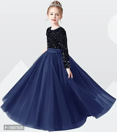 Girls Party Wear Sequence Net Gown