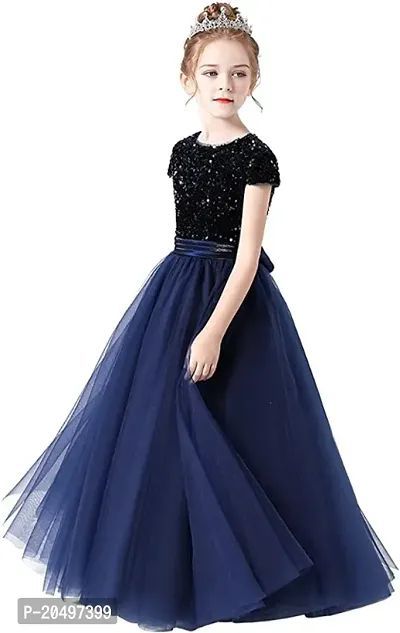 Girls Party Wear Sequence Long Dress-thumb0