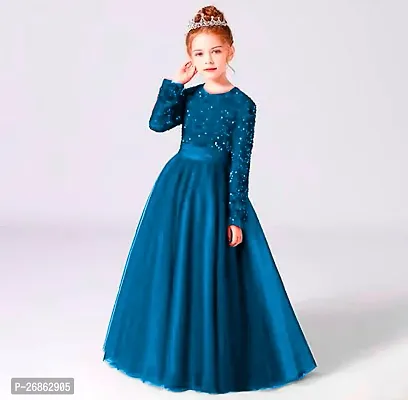 Girls Party Wear Sequin Work Long Dress