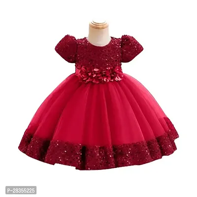 Girls Fancy Party wear Sequin Work Knee Length Frock-thumb0