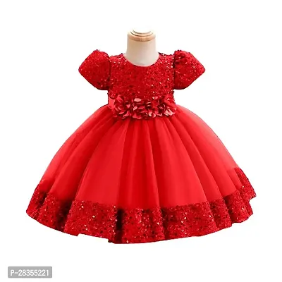 Girls Fancy Party wear Sequin Work Knee Length Frock