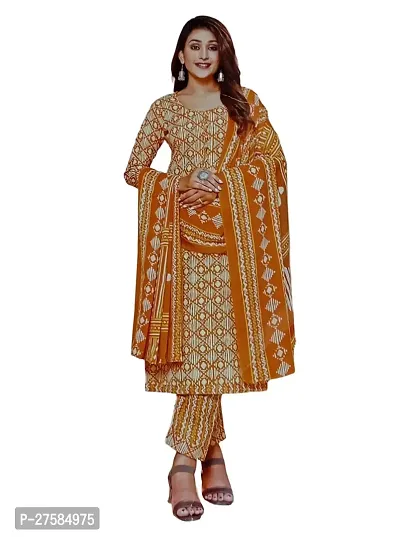 Fancy Cotton Blend Printed Unstitched Dress Material With Dupatta For Women and Girls-thumb0