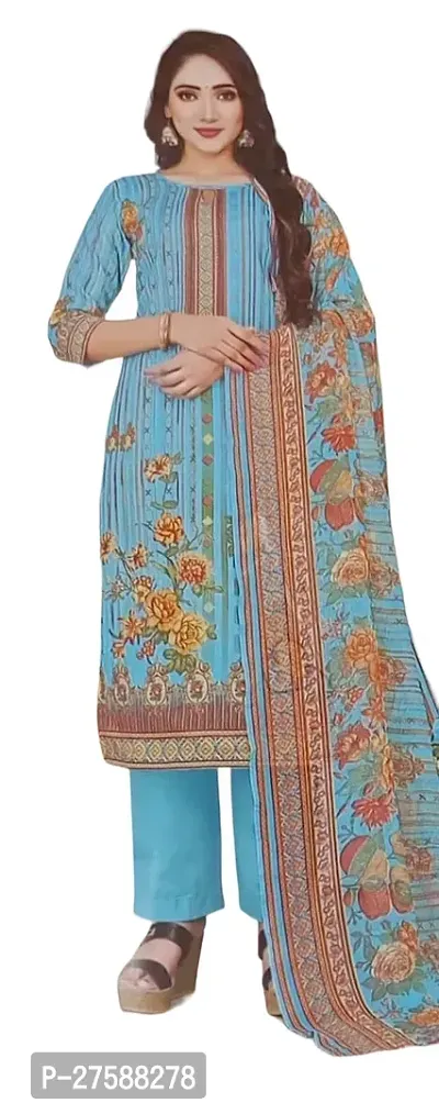 Classic Cotton Blend Dress Material with Dupatta