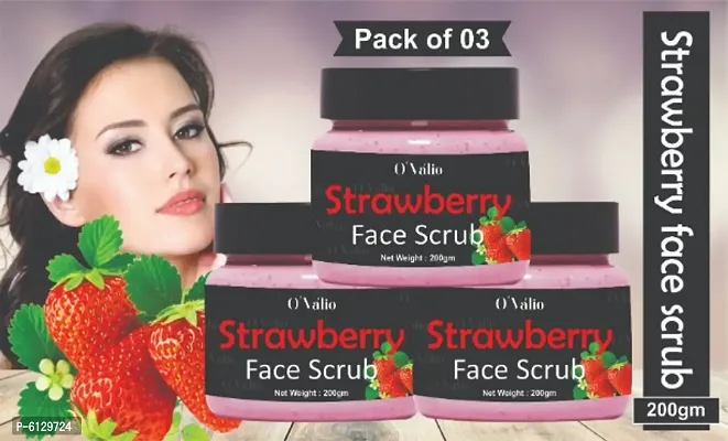 Ovalio Strawberry Face and Body Scrub For Skin Brightening all type of Skin (Pack Of 3)