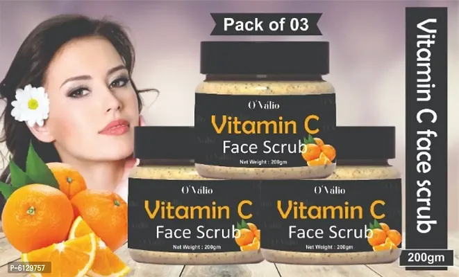 Vitamin C Face Scrub Tan Removal Repair Damage Skin and Deep Cleanses (Pack Of 3)