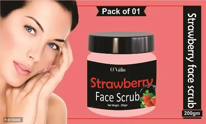 Ovalio Skin Brightening Strawberry Ayurveda, Exfoliate Knees, Elbows, Face, Body ,Scalp, Arms etc body face Scrub for all type of Skin (Pack Of 1)