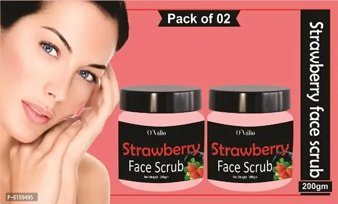 Ovalio Skin Brightening Strawberry Ayurveda, Exfoliate Knees, Elbows, Face, Body ,Scalp, Arms etc body face Scrub for all type of Skin (Pack Of 2)