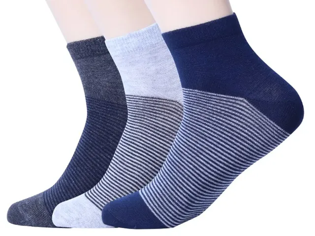 Stylish Multicolor Ankle Length Socks For Men (Pack of 3)