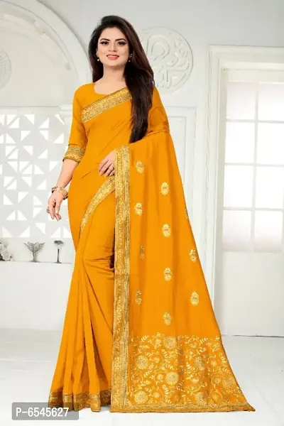 Trendy Look Vichitra Silk Lace Heavy Embroidered Work With Saree Collection