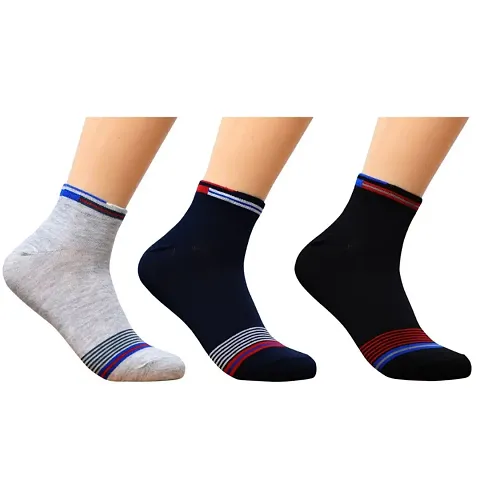 Stylish Combos Of 3 Ankle Length Cotton Socks For Men