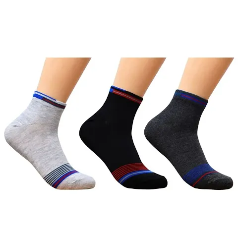Stylish Combos Of 3 Ankle Length Cotton Socks For Men
