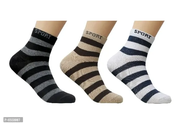 Unisex Colorful Pure Cotton Socks For Men ( Pack of 3 )-thumb0