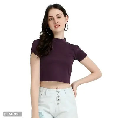 Casual Regular Sleeves Solid Women Body Relaxed Plain Crop Top-thumb0