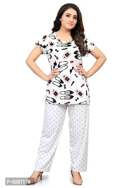 Cool Regular Sleeves Solid Women Body Relaxed Digital Printed Top  Payjama