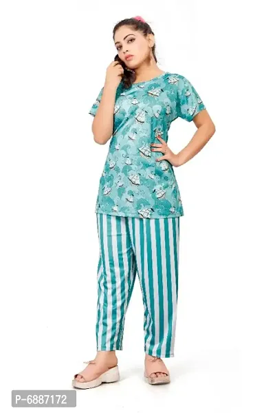 Cool Regular Sleeves Solid Women Body Relaxed Digital Printed Top  Payjama-thumb0