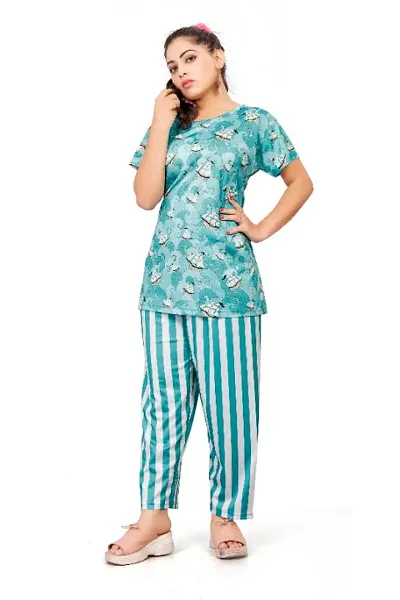 Fancy Printed Night Suit Set/Top Pajama Set For Women And Girls