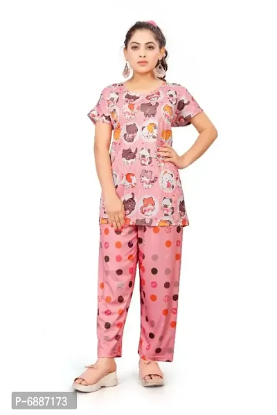 Cool Regular Sleeves Solid Women Body Relaxed Digital Printed Top  Payjama-thumb0