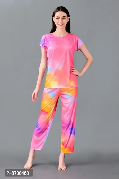 Multicoloured Hosiery Solid Nightwear For Women