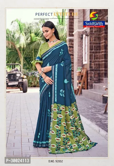 Beautiful Cotton Silk Saree With Blouse Piece For Women-thumb0