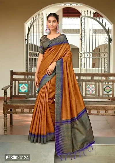 Beautiful Cotton Silk Saree With Blouse Piece For Women-thumb0