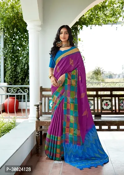 Beautiful Cotton Silk Saree With Blouse Piece For Women-thumb0