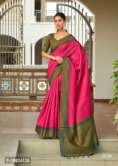 Beautiful Cotton Silk Saree With Blouse Piece For Women-thumb0