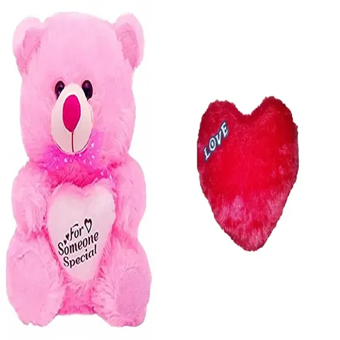 Cute Teddy Bear With Heart Shape Pillow