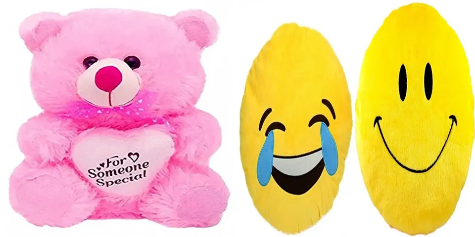 Cute Teddy Bear With Emoji Soft Pillow