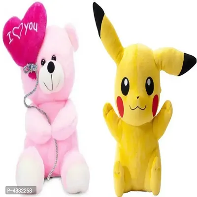 Gift Basket Stuffed Soft Toy Combo Of Balloon Teddy With Pikachu