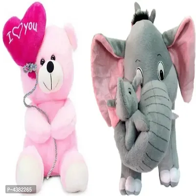 Gift Basket Stuffed Soft Toy Combo Of Balloon Teddy With Elephant