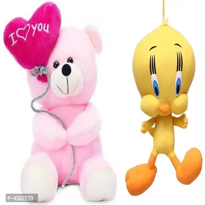 Gift Basket Stuffed Soft Toy Combo Of Balloon Teddy With Tweety