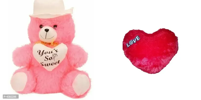 Gift Basket Stuffed Soft Toy Combo Of Huggable Couple With Pink Cap Teddy