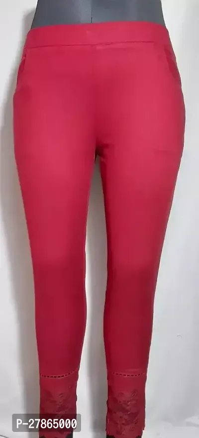 Fabulous Pink Lycra Solid Leggings For Women-thumb0