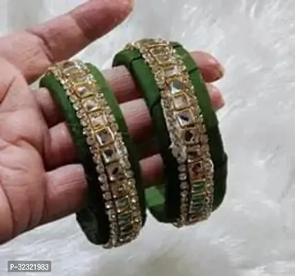 Stylish Green Alloy Bangles For Women Pack Of 2-thumb0