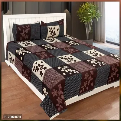 manvicreations Double 3D Printed Flat Bedsheet with 2 pillow cover-thumb0