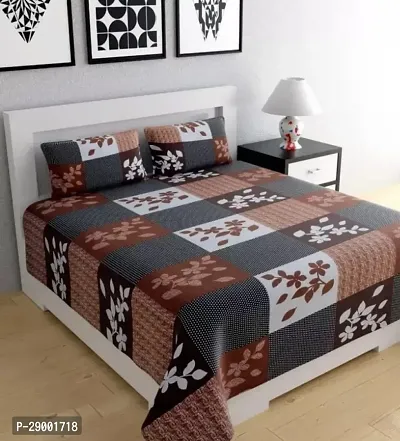 manvicreations Double 3D Printed Flat Bedsheet with 2 pillow cover-thumb0