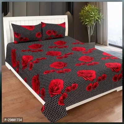 manvicreations Double 3D Printed Flat Bedsheet with 2 pillow cover-thumb0