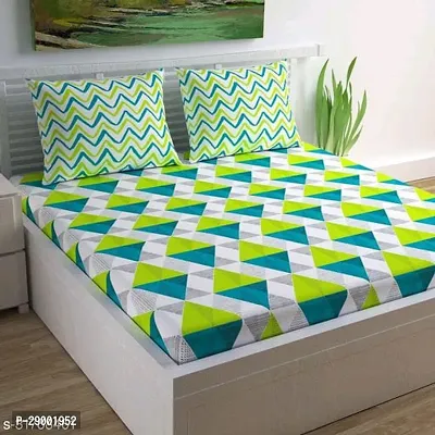 Multicoloured Cotton 3D Printed Double Bedsheet with 2 Pillow Cover-thumb0