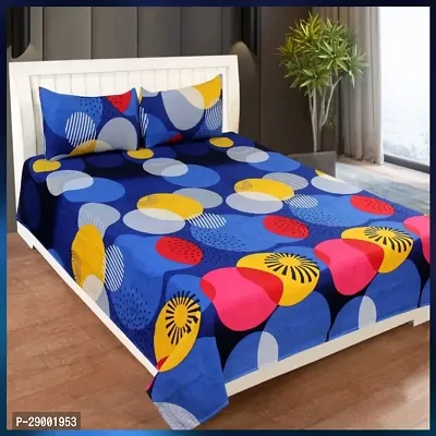 manvicreations Double 3D Printed Flat Bedsheet with 2 pillow cover-thumb0