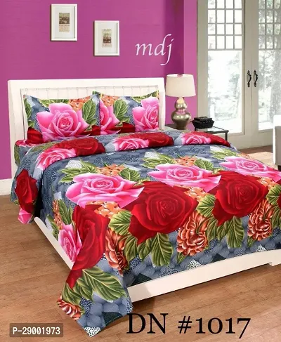 Multicoloured Cotton 3D Printed Double Bedsheet with 2 Pillow Cover-thumb0