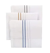 Antonia Men's 100% Cotton Plain White Striped Formal Handkerchief/Hanky/Rumal (Pack of 12)-thumb4