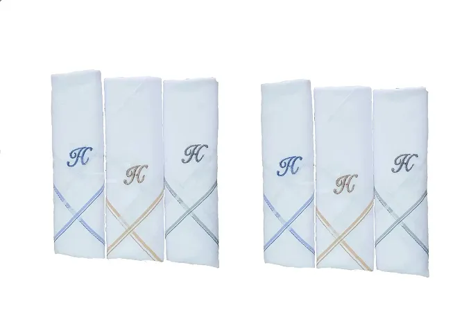 Antonia Men's Embroidery Initial Alphabet Handkerchief Cotton 100%