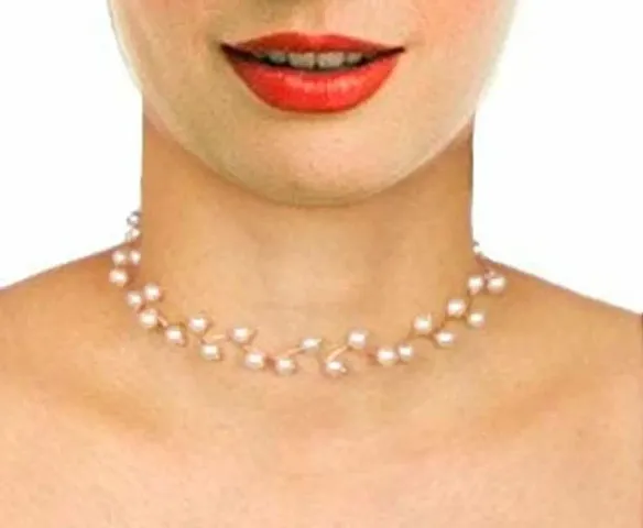 Trendy Glass Pearl Necklace for Women