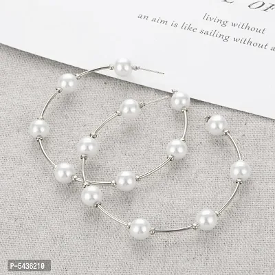 Fancy glass Pearl hoop Earrings