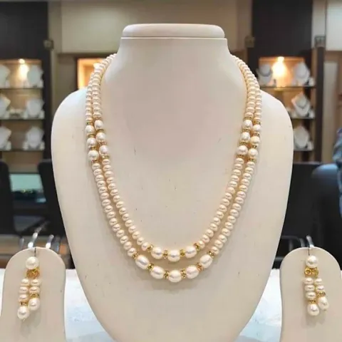Fancy White Glass Pearl Jewellery Sets for Women