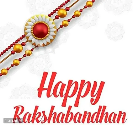 Rakhi For Brothers Round 12 Stone Beads Design Rakhi Thread, Raksha Bandhan Gift For Your Brother Set Of 2-thumb2