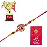 Traditional Rakhi With Trophy for Brother, Multiple Beads Rakhi, Traditional Design Rakhi for Bhaiya, Bhabhi, Gift for Brother-thumb1